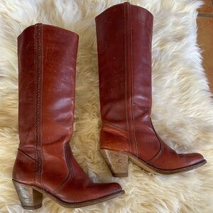 Dexter Burgundy Brown Leather Heeled Boots